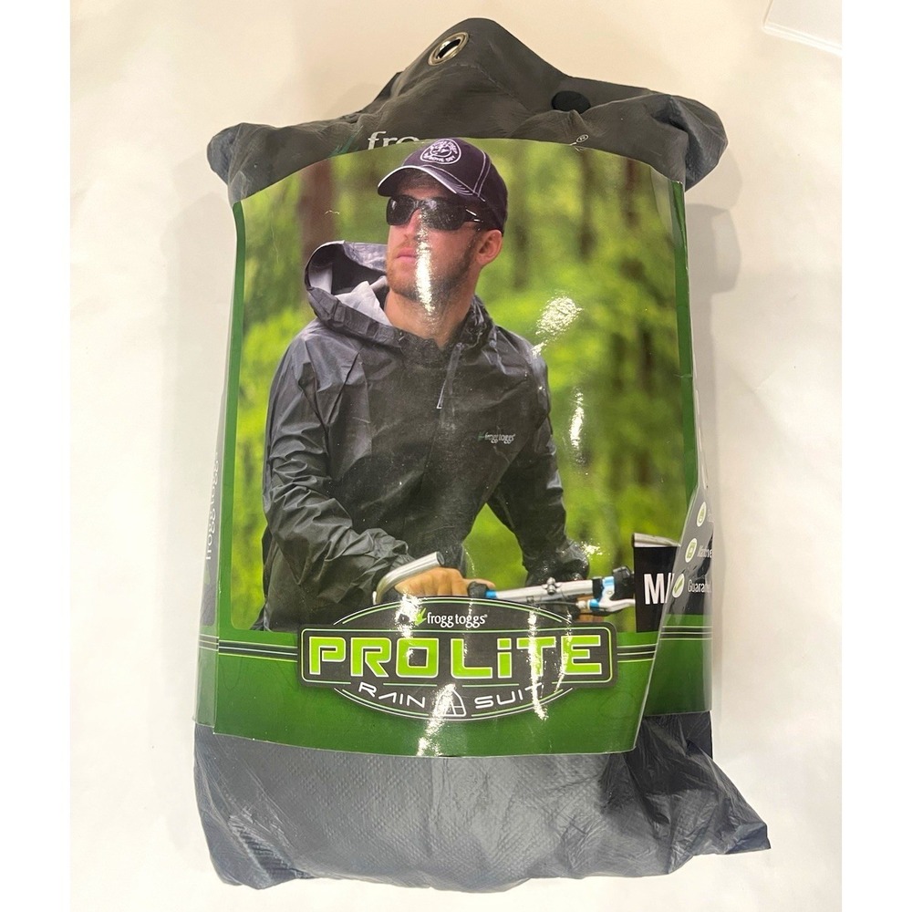 frogg toggs Pro Lite Waterproof Hooded Full Zip Rain Suit Men's M Gray